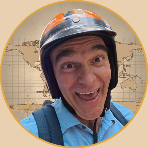 Milan in a scooter helmet